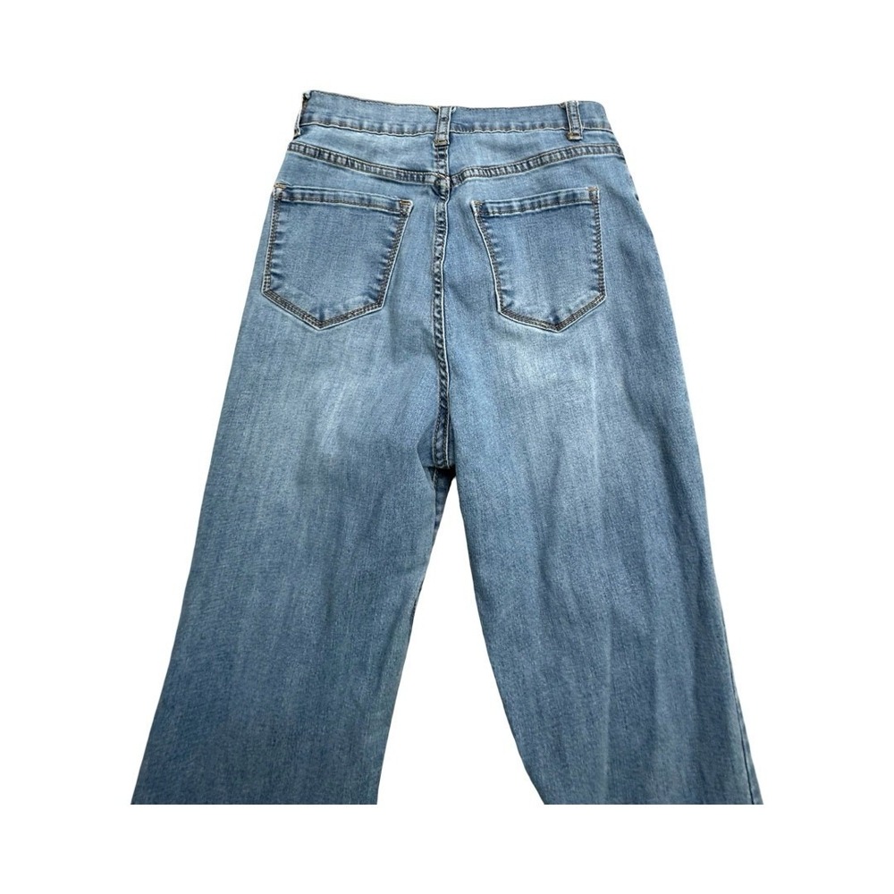 SHEIN Jeans Womens 28 Light Blue Flare Bell Bottom High Waisted Wide Leg Retro - Picture 12 of 13